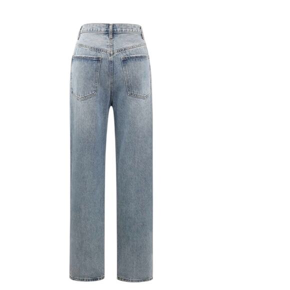 Micas Light Wash 90’s Inspired High rise Asymmetric Fly Straight Jeans XXL NWT - Picture 2 of 11